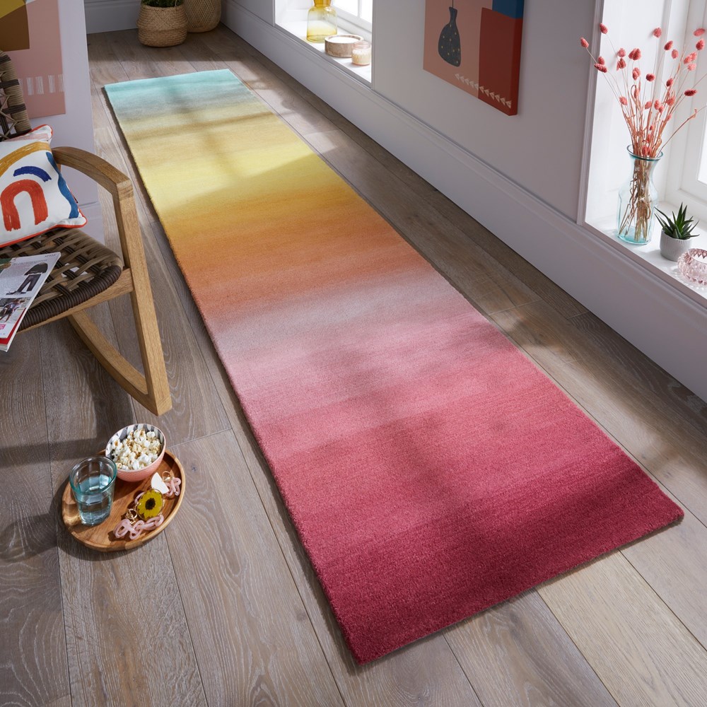 Gradient Ombre Wool Runner Rug in Multi